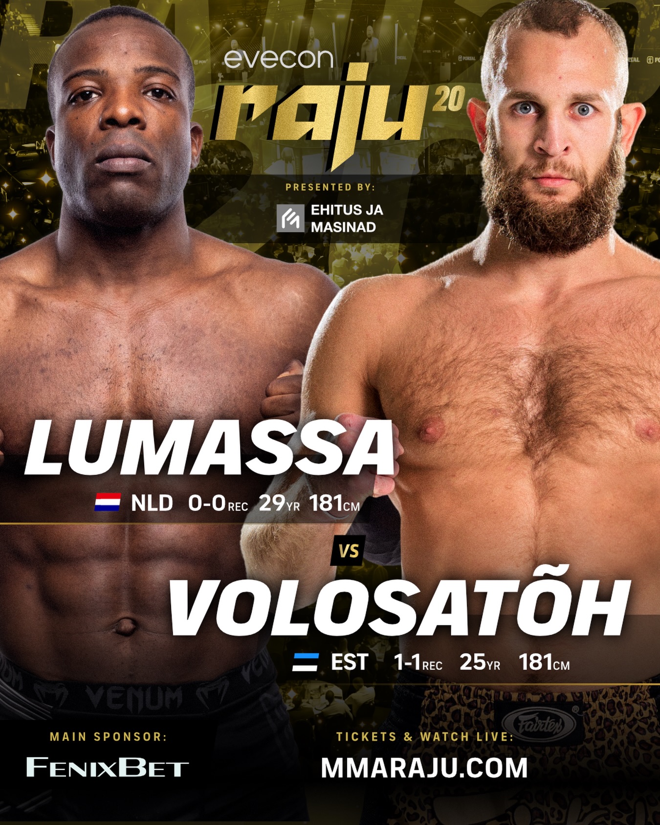 Eesti nokauteerija seisab vastamisi profi debüüti tegeva Hollandi lööjaga💪🏻

🥊Bandai “Namco” Lumassa (6-4) vs Allan Volosatõh (1-1)

Lumassa